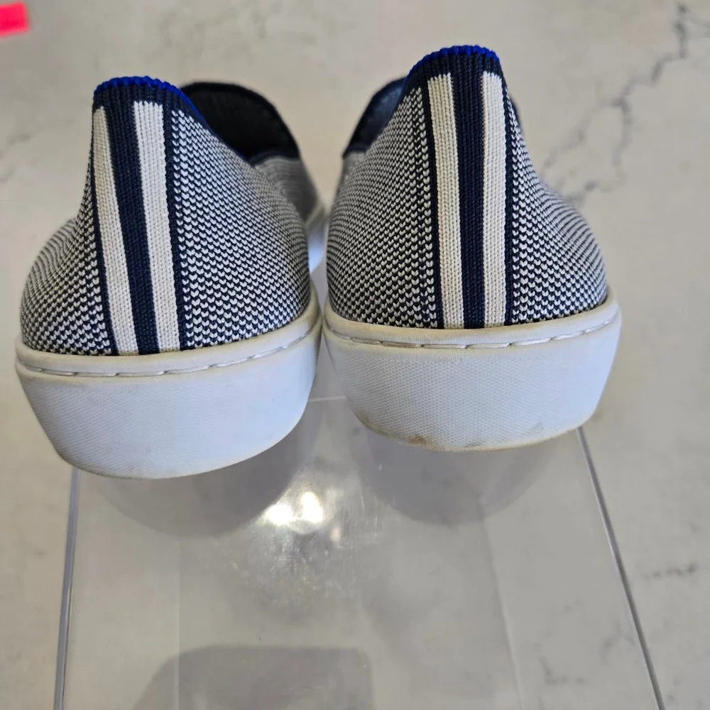 Women's Rothy's The Original White and Blue Knit Slip-On Sneakers Size 8